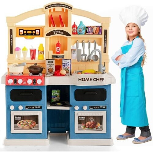 Tweedekans Coast 69-Delige Speelgoedkeuken - Met Verlichting en Muziek - 64,5 x 24 x 83 cm - Blauw