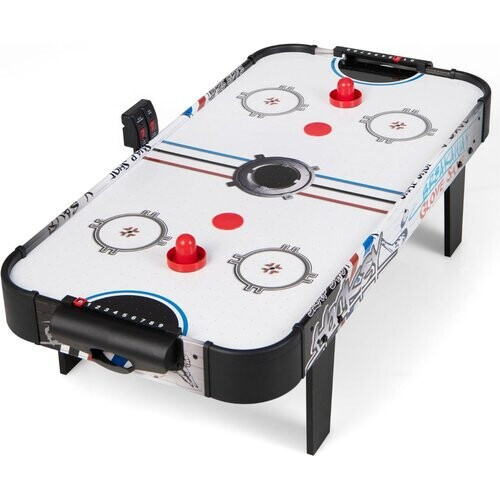 Tweedekans Coast Airhockey Speltafel - Met Elektronische LED - Score Teller - 2 Pucks 2 Pushers 2 Doeldozen - 42 Inch - Wit/Zwart