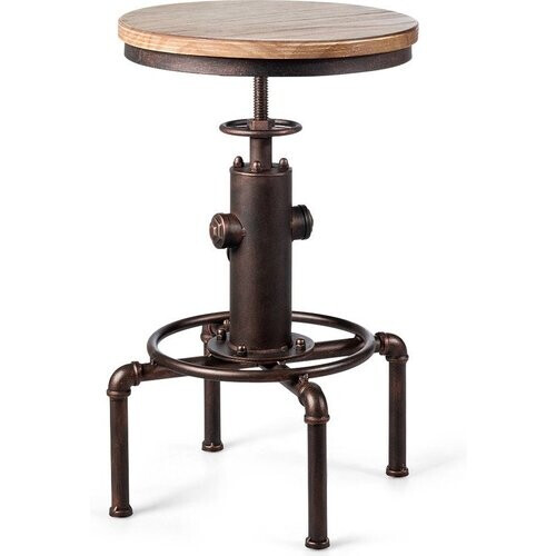 Tweedekans Coast Barkruk In Hoogte Verstelbare Bistro Kruk - 44 x 44 x 59,5 - 75 cm - Natuur + Brons