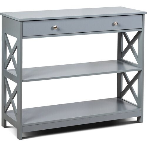 Tweedekans Coast Console Tafel 3 Niveau met Lade Houten Haltafel 100 x 30 x 80 cm Grijs