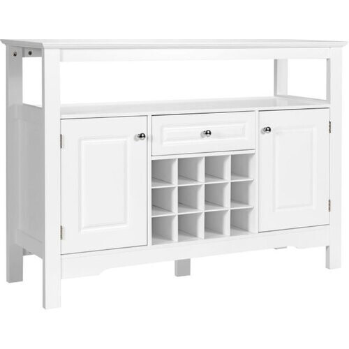 Tweedekans Coast Dressoir – Met Wijnrek – MDF – Modern Design – 117 x 41 x 83 cm – Wit