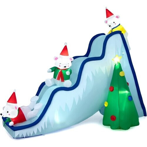Tweedekans Coast Hoge Opblaasbare IJsbeer Glijbaan Met Kerstboom Kerstversiering MET Verlichting - 220cm