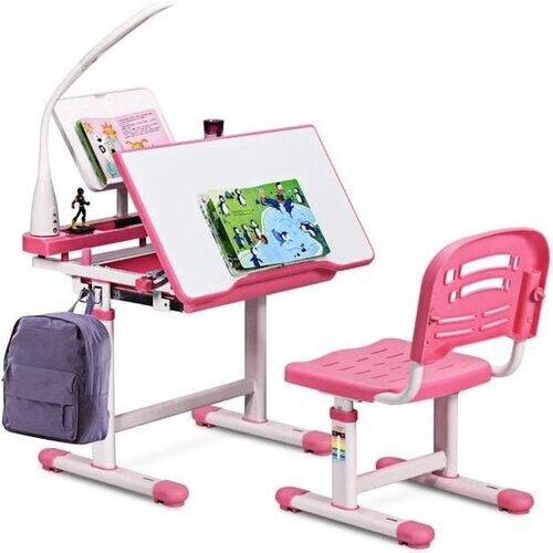 Tweedekans Coast Kinderbureau met Tekenblad - In hoogte verstelbaar - Max. 80 kg - 66 x 47 x 76 cm - Roze