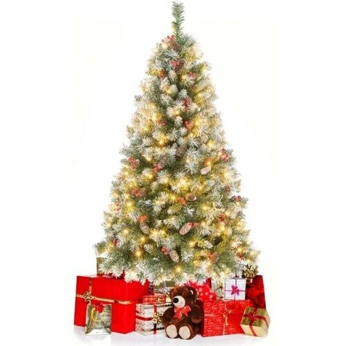 Tweedekans Coast Kunstkerstboom 150 cm - Met sneeuw en 200 LED verlichting - Groen / Wit