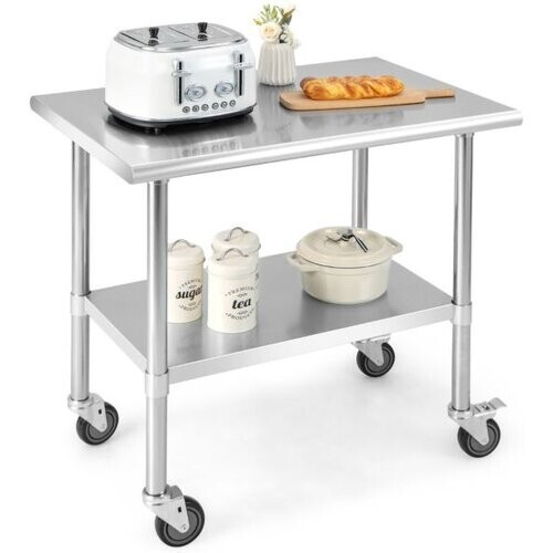 Tweedekans Coast roestvrijstalen tafel werktafel keukentafel roestvrij staal zilverachtig 91,5 x 61 x 88,5 cm