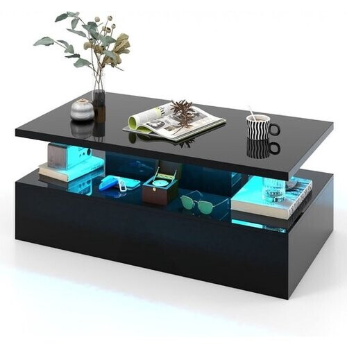Tweedekans Coast - Salontafel met led verlichting - 110 x 60 x 40cm - Zwart