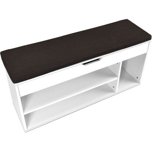 Tweedekans Coast schoenbankschoen wangschoen opslag met stoelkussen hout 104 x 48 x 30 cm wit/natuurlijk wit