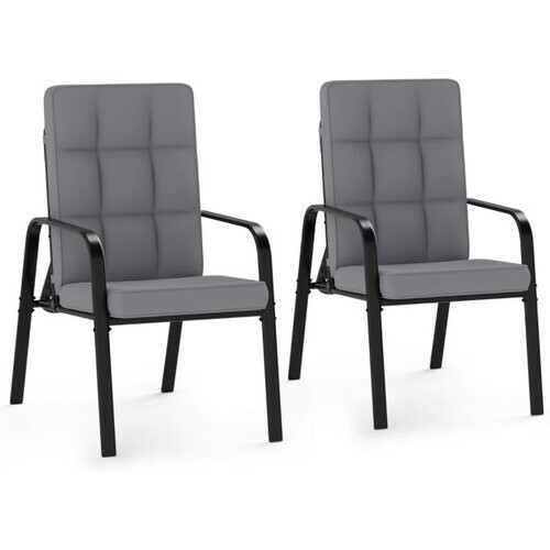 Tweedekans Coast Terrasstoelen Set van 2 - Verstelbaar - Kussens - Metaal - Grijs/Zwart