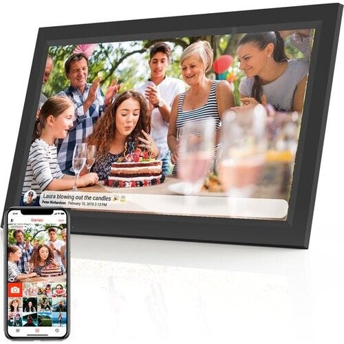 Tweedekans Denver - Digitaal Fotoframe XL - 15,6-inch - Full HD - Frameo App - WiFi - 16GB - IPS aanraakscherm - Zwart
