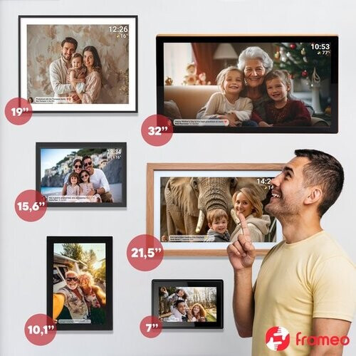 Tweedekans Denver - Digitaal Fotoframe XL - 15,6-inch - Full HD - Frameo App - WiFi - 16GB - IPS aanraakscherm - Zwart