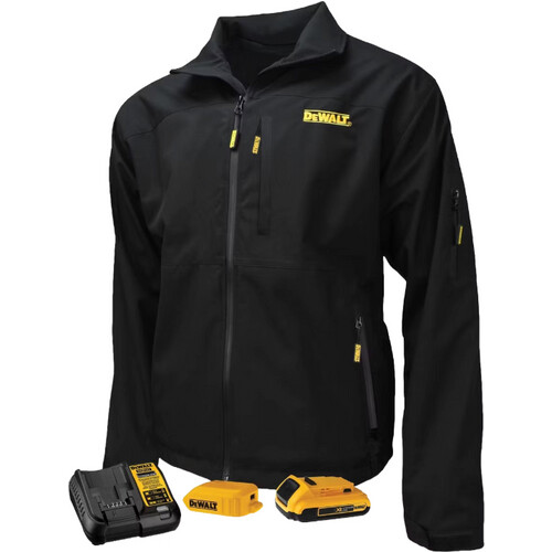 Tweedekans DeWalt Softshell Verwarmd Jack – Voorzien Van Drie Verwarmingszones En Waterdichte Ritsen En Verlengde Achterkant – Voor Bouw En Outdoor – Zwart Textiel – Maat XL