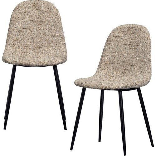 Tweedekans eetkamerstoel Marije - Chenille - Naturel - Set van 4