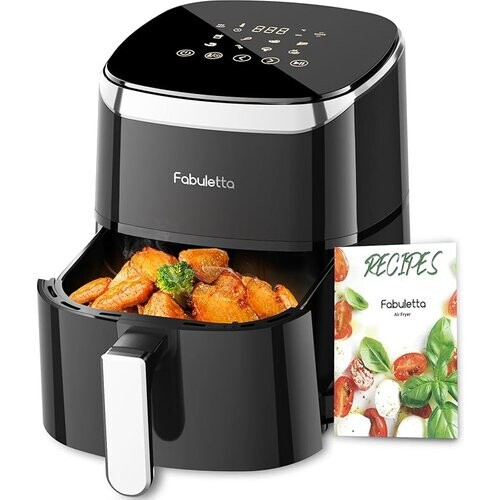Tweedekans Fabuletta heteluchtfriteuse, 4 liter, 9-in-1 heteluchtfriteuse, max 230°C, heteluchtfriteuse, digitaal LED-touchscreen, AirFryer, snelle lucht- en vetverwijderingstechnologie, voorverwarming,