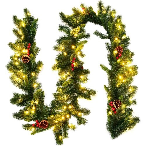Tweedekans Guirlande met verlichting - Guirlande - Kerstguirlande - Kerstverlichting buiten - Kerstversiering - Kerst - 2.7 meter - 100 LED's