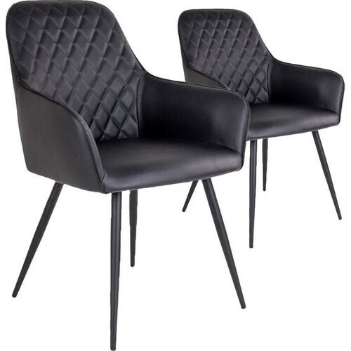 Tweedekans House Nordic Harbo Eetkamerstoel Vegan Leer Zwart - Set van 2