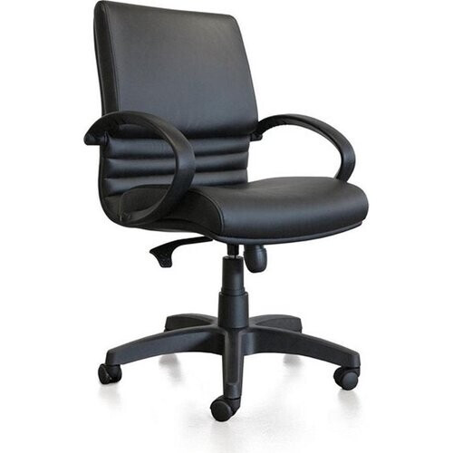 Tweedekans Kangaro bureaustoel - LEANNA - zwart leer - max 120 kg draaggewicht - K-850550