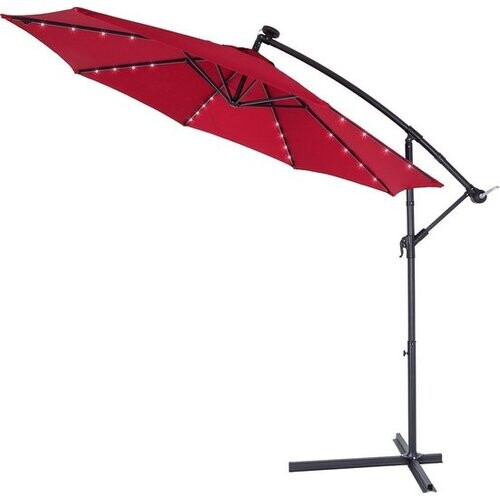 Tweedekans Kingsleeve Zweefparasol - Parasolvoet LED-verlichting 300cm - Rood
