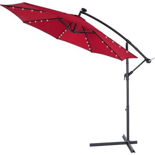 Tweedekans Kingsleeve Zweefparasol - Parasolvoet LED-verlichting 330cm - Rood