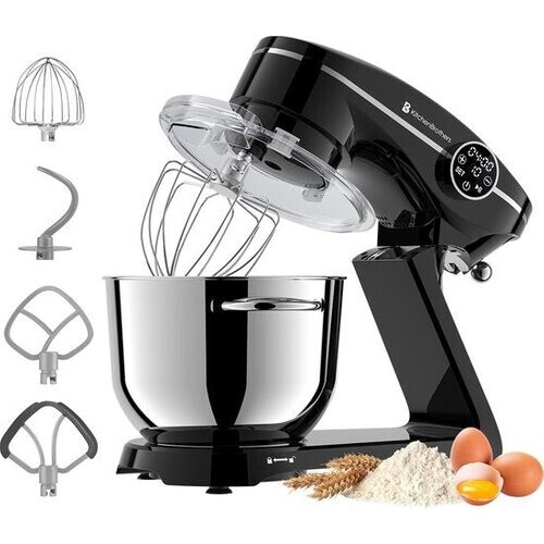 Tweedekans KitchenBrothers Keukenmachine - Touch Display en Timer - Keukenrobot - 6L - 1800W - Aluminium - Zwart