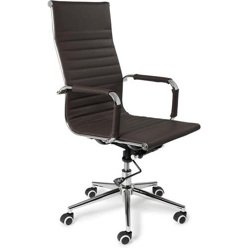 Tweedekans Lifa Living Bureaustoel Oxford - Armleuningen - tot 150 kg - 49-56 cm Zithoogte - Buffelleer Zitting - Metalen Frame - Donkergrijs