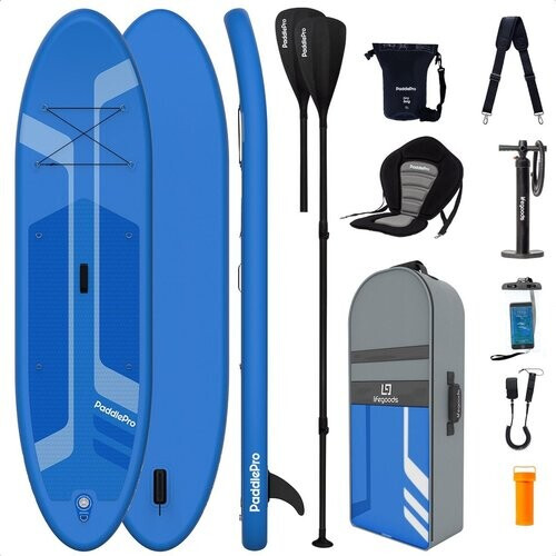 Tweedekans LifeGoods SUP Board - Luxe Set - met Zitje - Opblaasbaar Paddle Board - Max. 135KG - 320x81cm - Blauw
