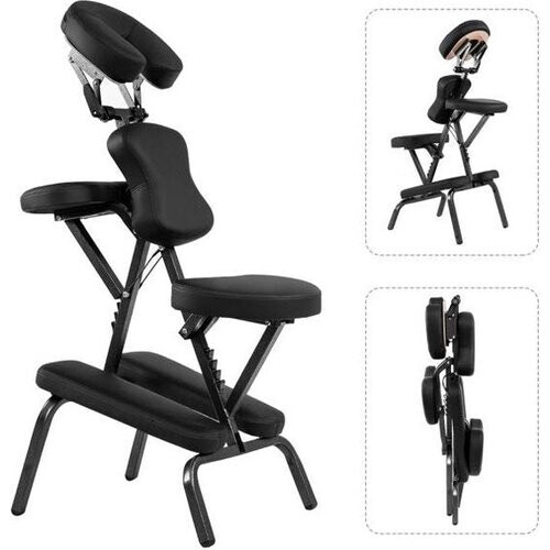 Tweedekans Massagestoel Inklapbaar Tattoostoel in Hoogte Verstelbaar Therapiestoel Draagbaar Klapmassagestoel met Draagtas Zwart