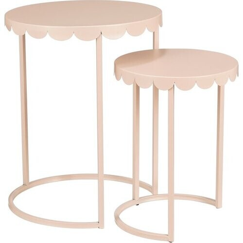 Tweedekans Mica Decorations Lara Bijzettafel - Set van 2 - H51 x Ø40 cm - Metaal - Lichtroze
