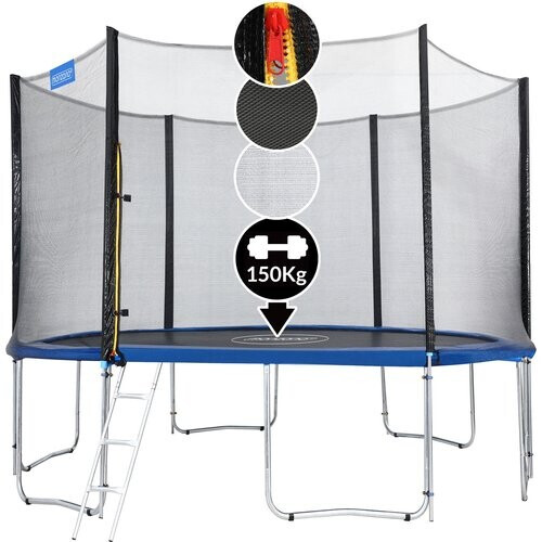 Tweedekans Monzana Trampoline - 366cm incl Veiligheidsnet Ladder Rand - Blauw