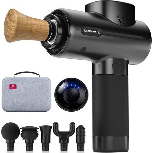 Tweedekans Northwall Massage Gun Professioneel PRO - Massage Pistool Inclusief Koffer en 6 Opzetstukken incl. Eikenhouten Massagekop - Krachtig en Draadloos Sport en Relax Massage Apparaat