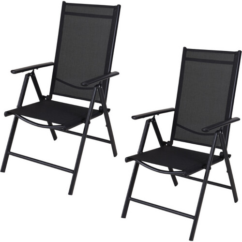 Tweedekans Pro Garden Tuinstoel/ Klapstoel / Vouwstoel/ Campingstoel - Inklapbaar - Zwart - 2 STUKS