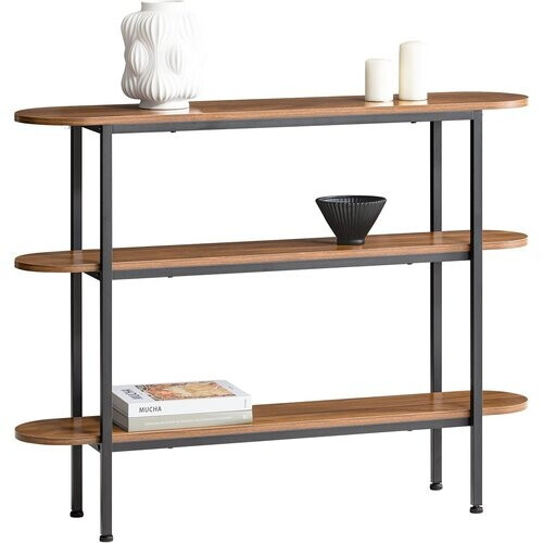 Tweedekans SoBuy Bijzettafel met 3 planken - Max. 60 kg - Modern - 110 x 25 x 86 cm - Bruin/ Zwart