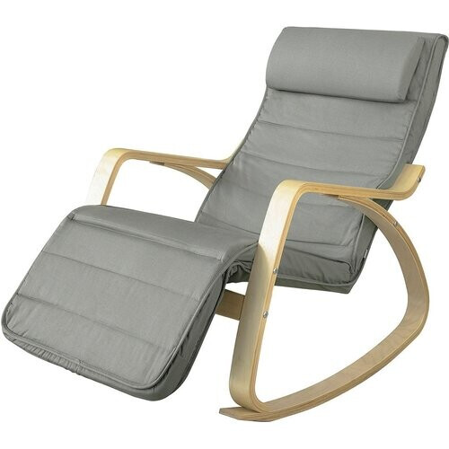 Tweedekans SoBuy Schommelstoel met verstelbare voetensteun - Max. 120 kg - Grijs