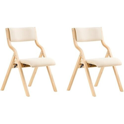 Tweedekans SoBuy Set van 2 Klapstoel, Bureaustoel met Gestoffeerd Zitkussen, Eetkamerstoel, Wit, 49x80x54cm, FST40-Wx2 - voor Eetkamer, Keuken, Woonkamer of Thuiswerkplek