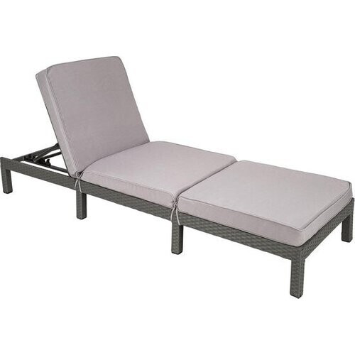 Tweedekans TecTake Wicker ligstoel grijs - Wicker- ligbed voor tuin - 402308