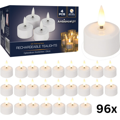 Tweedekans Theelichtjes LED Box 96 stuks Oplaadbaar - Ø4cm *Uitbreidingsset ZONDER oplader*