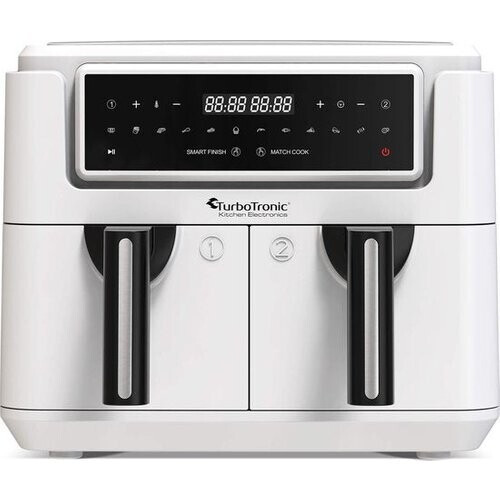 Tweedekans TurboTronic AF118 Dubbele Airfryer XXL - Digitale Heteluchtfriteuse - Dubbele mand - 7,6 Liter - 2x 3,8L - 12 programma's - Touchscreen - Wit