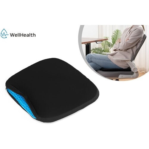 Tweedekans Wellhealth comfortabel gelkussen - geschikt voor elke stoel - Zwart