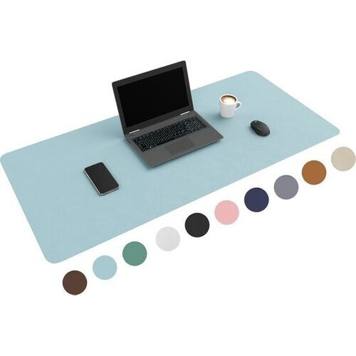 Tweedekans WURK Professionele Bureau Onderlegger Kunstleer - Bureau Organizer - Inclusief Kabel Clip - Baby Blauw - 120x60