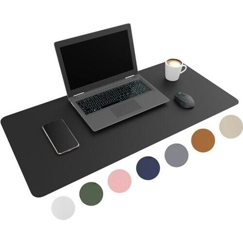 Tweedekans WURK Professionele Bureau Onderlegger Kunstleer – Bureau Organizer – Bureaumat - Bureau Accessoires – Muismat XXL– Inclusief Kabel Clip – 90x45 – Zwart