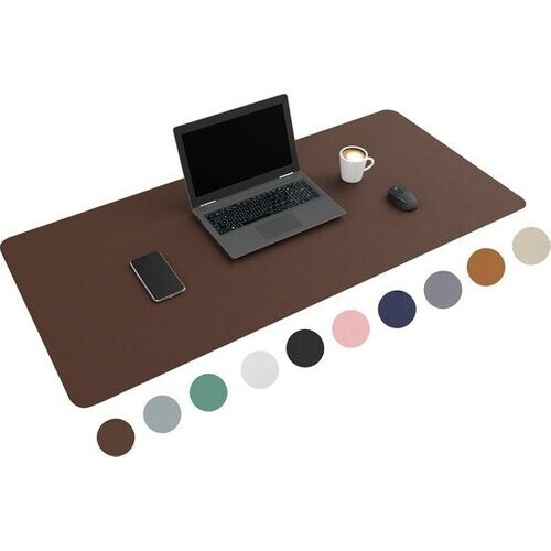 Tweedekans WURK Professionele Bureau Onderlegger Kunstleer - Bureau Organizer - Inclusief Kabel Clip - Donker Bruin - 120x60