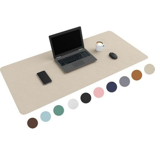 Tweedekans WURK Professionele Bureau Onderlegger Kunstleer - Bureau Organizer - Inclusief Kabel Clip - Beige - 120x60