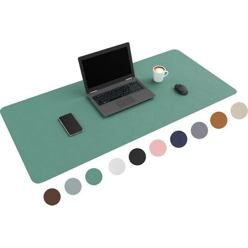 Tweedekans WURK Professionele Bureau Onderlegger Kunstleer - Bureau Organizer - Inclusief Kabel Clip - Turqoise - 120x60