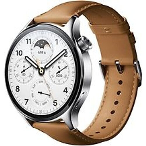 Xiaomi Watch S1 Pro 46 mm zilver met leren bandje bruin [wifi]
